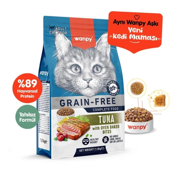 Wanpy Tahılsız Ton Balıklı Yetişkin Kedi Maması 1,5 kg