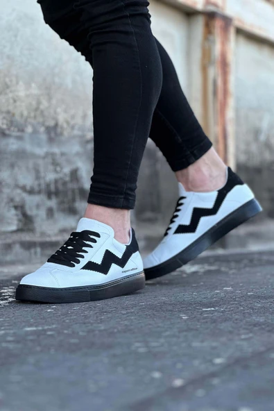 Beyaz Siyah Erkek Casual Ayakkabı - 3