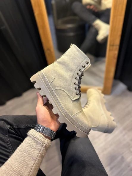 Yüksek Taban Ayakkabı Vizon Süet