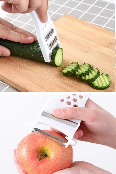 Rende Soyacak 5 Fonksiyonlu Sebze Meyve Soyucu Patates Havuç Salatalık Zencefil Doğrayıcı - Resim 5