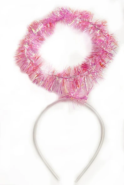 Pembe Metalize Melek Hare Taç Çocuk Yetişkin Uyumlu - Resim 2