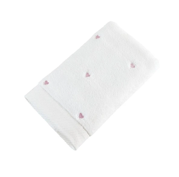 Lubow Love Beyaz Pudra Nakışlı 50x90 6'lı Havlu Seti - Resim 2