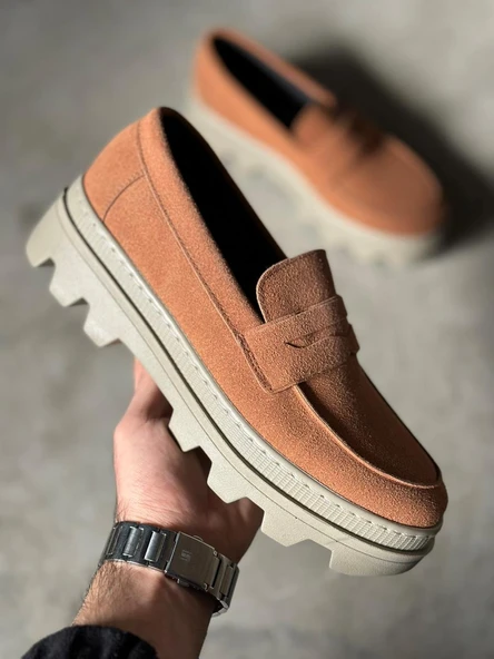 Yüksek Taban Klasik Ayakkabı Taba Süet - 3