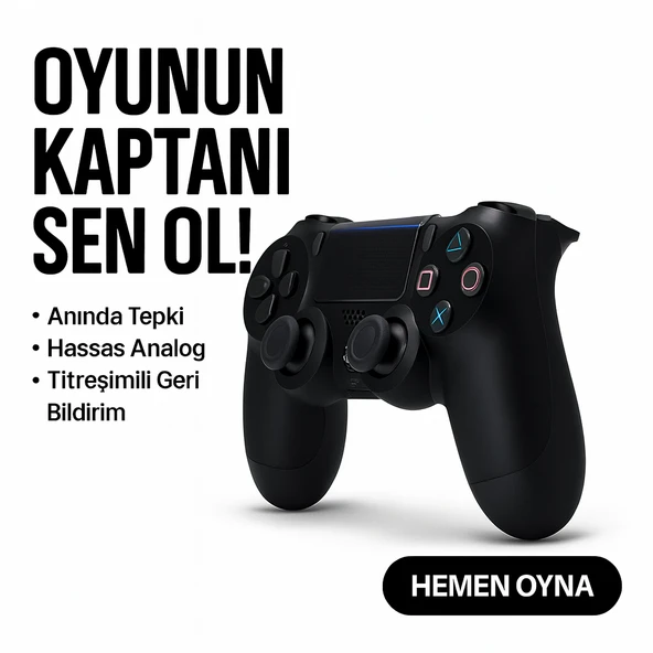 Yeni Nesil PS4 Kolu Kablosuz, Şarj Edilebilir, Ergonomik Titremeli Dayanıklı Oyun Dostu Siyah - 2