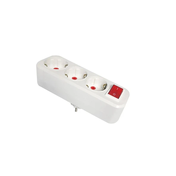 Mutlusan 3'lü Anahtarlı Düz Tip Topraklı Fiş Priz