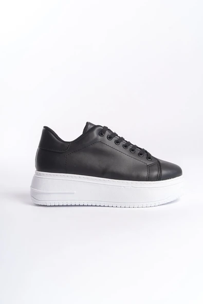 JET-BIANA Bağcıklı Ortopedik Taban Kadın Sneaker Spor Ayakkabı  CBT - Siyah - Resim 6