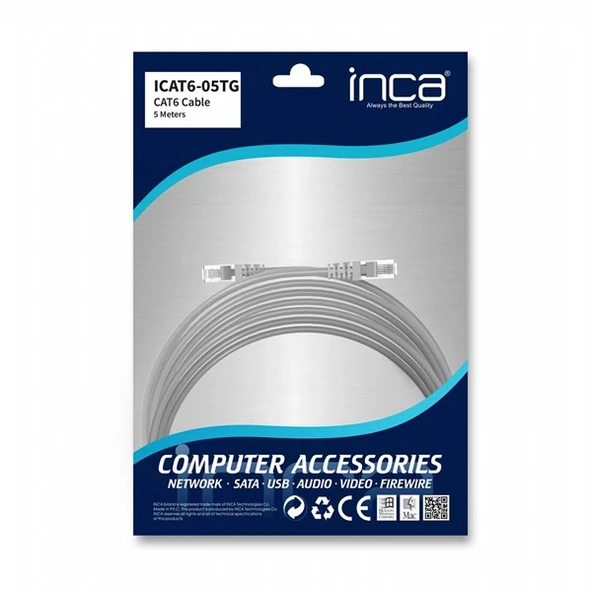 INCA 5m CAT6 Utp ICAT6-05TG Gri Patch Kablo - 5