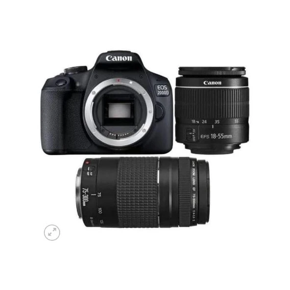 Canon EOS 2000D + 18-55mm + 75-300mm DSLR Fotoğraf Makinesi - 2
