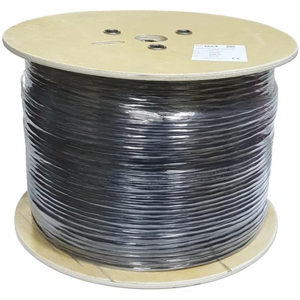 AGER CAT6 Utp 23AWG Siyah 500m Makara Saf Bakır Outdoor Kablo 0.55mm AC-600-5-OD - 1