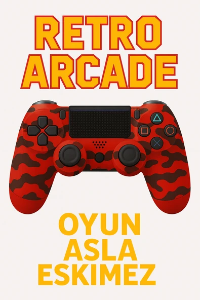 Yeni Nesil PS4 Kolu Kablosuz, Şarj Edilebilir, Ergonomik Titremeli Dayanıklı Oyun Dostu Kırmızı Kamuflaj