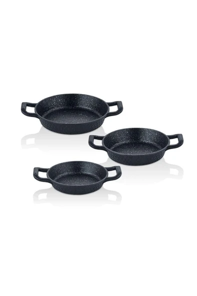 Taç Triton 3'lü Sahan Seti Siyah - 5