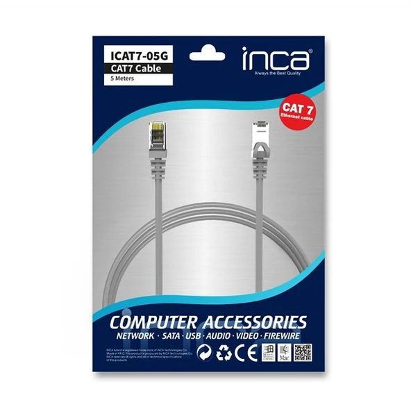 INCA 5m CAT7 S/FTP ICAT7-05TG Gri Patch Kablo - 5
