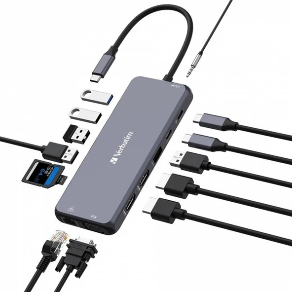 VERBATIM 14port CMH-14 USB-C Pro Çok Bağlantı Noktalı Dock - 1
