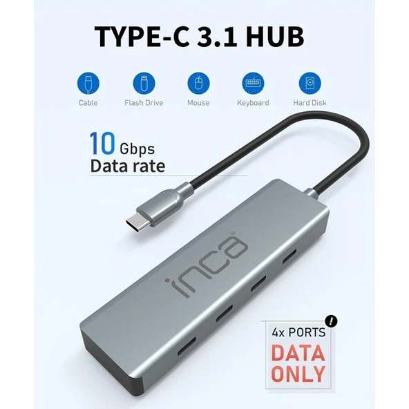 INCA ITPT-4T 4port TYPEC Çoklayıcı Hub - 4