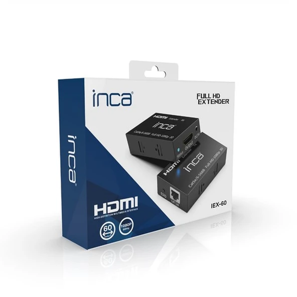 INCA 1port IEX-60 1port HDMI (giriş) 1port Ethernet (Cat6) HDMI Repeater 60metre mesafeye kadar - Resim 5