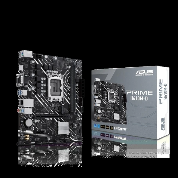 ASUS PRIME H610M-D 5600MHz DDR5 Soket 1700 M.2 HDMI D-Sub mATX Anakart ürün görseli 1