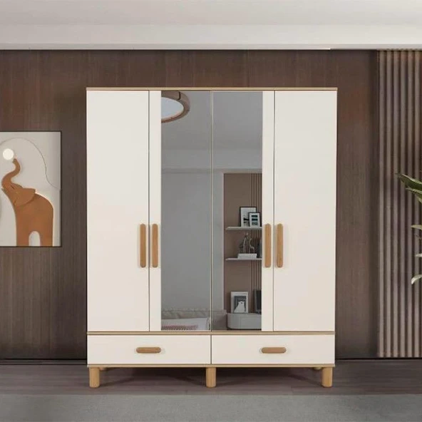 EVİMŞAH GARDIROP 4 KAPILI OSLO AYNALI DOLAP - 2