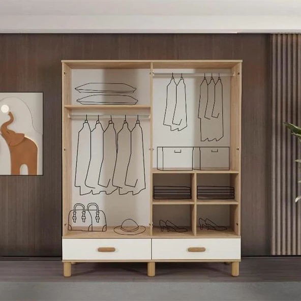 EVİMŞAH GARDIROP 4 KAPILI OSLO AYNALI DOLAP