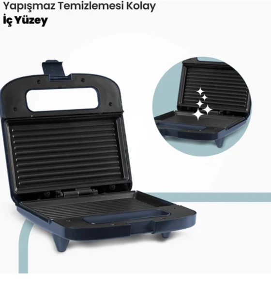 Miss 750W Isınmaya Dayanıklı Tost ve Izgara Makinesi Ege Mavisi In 6409 - Resim 2