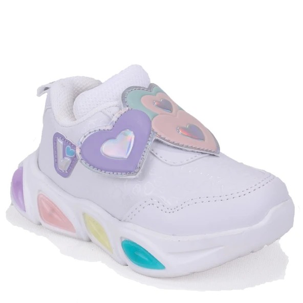 Vicco Lovely 346P25K234 Beyaz Ortopedik Işıklı Kız Çocuk Spor Ayakkabı