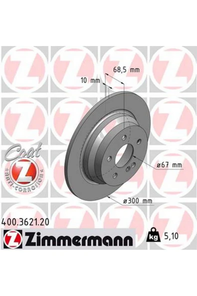 Zimmermann FREN DISKI ARKA MERCEDES C218 W211 S211 W212 212 612138 ürün görseli
