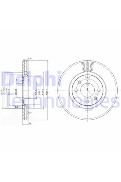 DELPHİ ÖN FREN AYNASI 406 1.9TD-2.0 16V-2.1TD-2.2 HDİ-3.0V6 95/5.04 XANTIA 2.0İ 95/4.03 283x26x4DLxH RSZYN ürün görseli 1