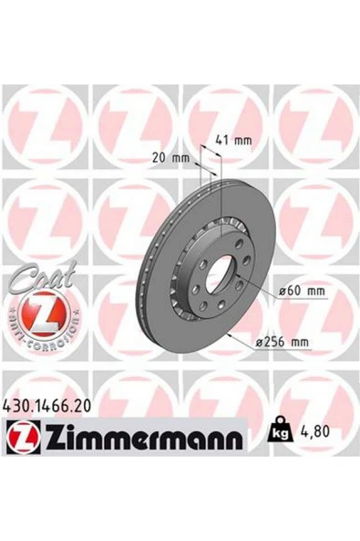 Zimmermann ÖN FREN AYNASI ASTRA F-VECTRA A-CORSA B-ASCONA C-AVEO-KALOS 03 13 256x20x4DLxHAVALI 5690 612138 ürün görseli