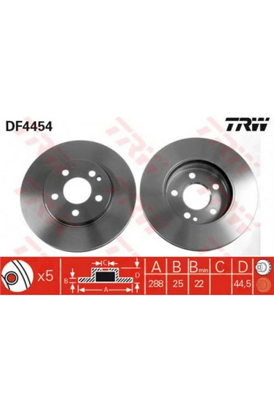 TRW ÖN FREN AYNASI HAVALI A SERİSİ W169 A200 CDI 04 B SERİSİ W245 B180 CDI-B200-B200 CDI-B200 612138 ürün görseli