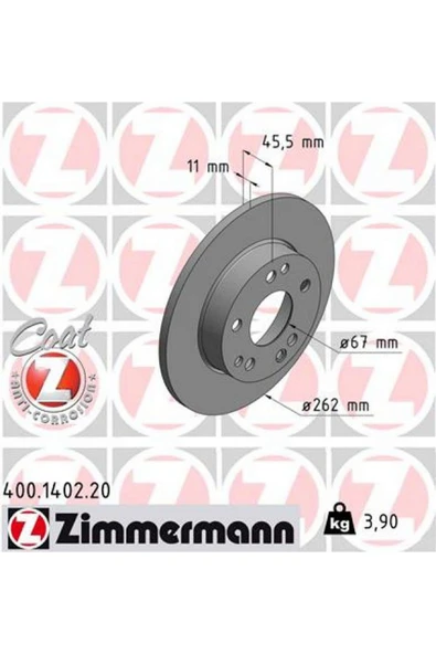 Zimmermann FREN DISKI ON MERCEDES W201 85 93 612138 ürün görseli