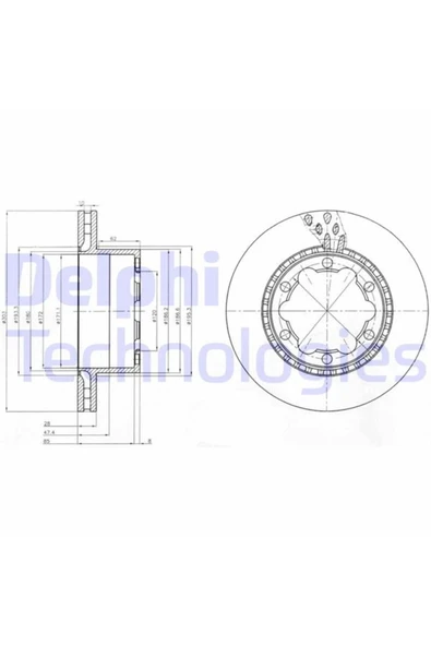 DELPHİ Fren Dıskı Arka Mercedes Sprınter B906 B907 . Vw Crafter 30-35-50 Cıft Teker ürün görseli