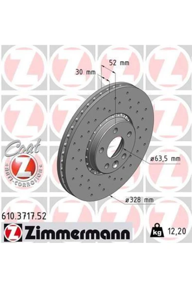 Zimmermann Ön Fren Aynası Adet Volvo Xc60 D3 D4 D5 2.4d 2.0t 3.2 T5 T6 2008 2017 Cap328x5 Bjn Delikli ürün görseli