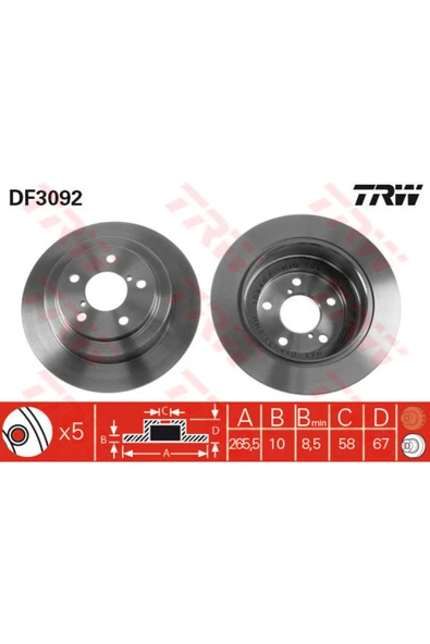 TRW Arka Fren Aynası Subaru Impreza 1.6 2.0 96/12.00 Forester 2.0 97 Legacy 89/8.03 ürün görseli
