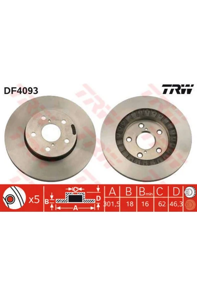 TRW Ön Fren Aynası Toyota Rav 4 2.0 16v 94-00 301.5x18x5dlxhavalı Rszyn ürün görseli