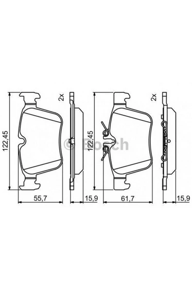 Bosch FREN BALATASI ARKA MERCEDES-BENZ C SERİSİ C 220 BLUETEC D 14-18, C 220 D COUPE 15-18, C 612138 ürün görseli 1