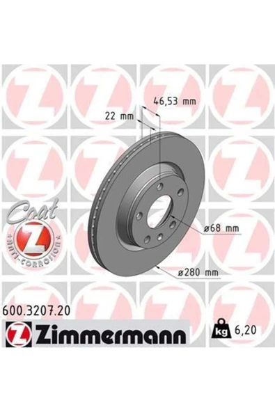 Zimmermann Ön Fren Diski A4-passat 97-04 280x22 986478869-df2806 ürün görseli 1