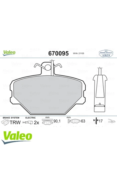 VALEO Ön Balata Fişli Tmpr-tipo Uno 1.4-1.6 Panda 85-04 ürün görseli 1