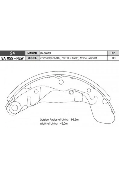 SANGSIN ARKA PABUÇ BALATA CORSA C-VECTRA A-ASTRA F-LACETTI 05 NUBIRA 03 GS8543 x 612138 ürün görseli