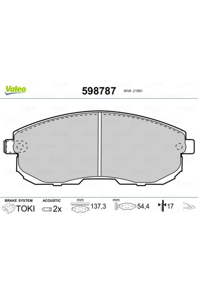 VALEO ÖN BALATA NISSAN JUKE 10 350 Z 03 MAXIMA QX 88 99 2.0I PULSAR 14 SUZUKI SX4 06 FTE KIRMIZI KU RSZYN ürün görseli 1
