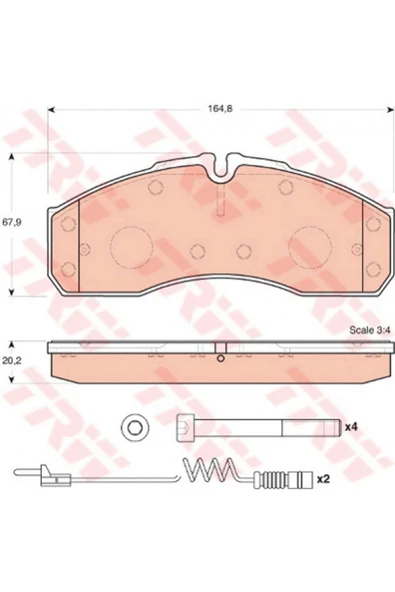 TRW FREN BALATASI ÖN (MERCEDES :Sprinter 616 CDI (2004-) 612138 ürün görseli