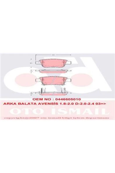SANGSIN Sangsın Sp2184 Arka Balatası Avensıs 1.8-2.0-2.4 03 Corolla 04 Gdb3337-gdb3456 Toyota Avens ürün görseli 1