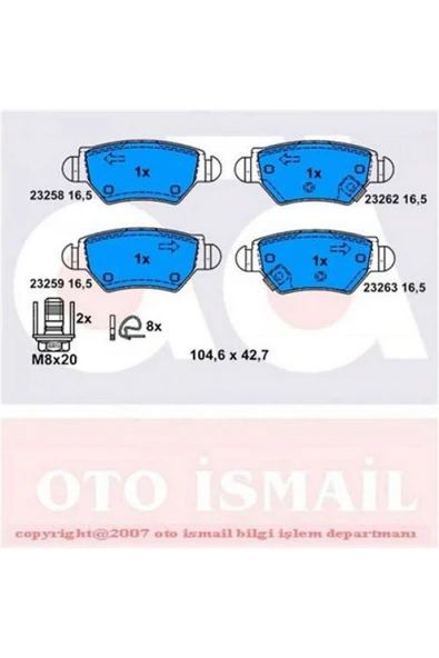 Bosch FREN BALATASI ARKA (OPEL ASTRA G (09/98-02/04) 1.8 I 16V (09.1998-09.2000) [WVA 23259] - 612138 ürün görseli 1