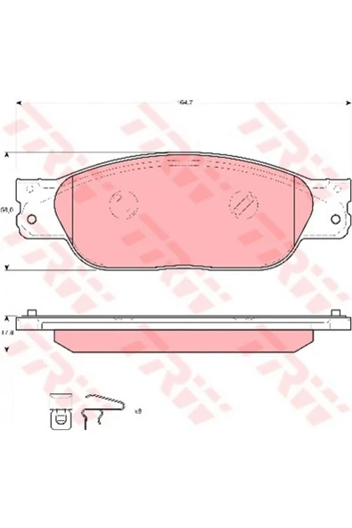 TRW ÖN BALATA JAGUAR STYPE 2.5 V6-2.7D 3.0 4.0 4.2 V8 2002 2007 XJ 2.7D 3.0 3.5 4.2 2003 200 612138 ürün görseli 1