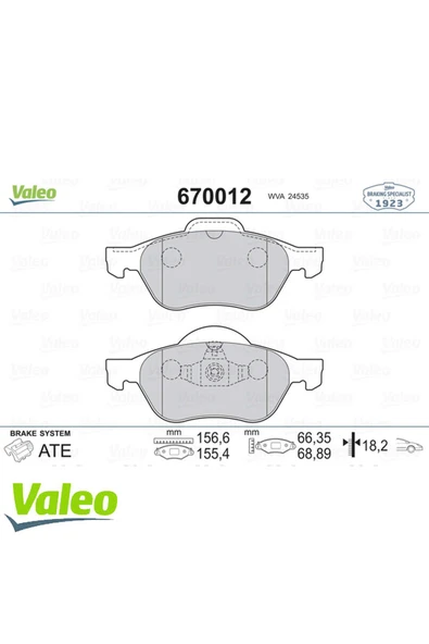 VALEO Fren Balatası Ön Mgn Iı Scenıc Uyumlu15 Dcı/1.6 16v 03- ürün görseli