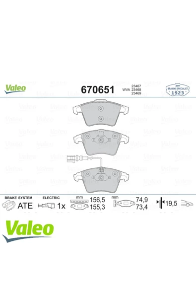 VALEO Ön Balata Fişli Transporter T5 16 Jant Ym Kalın 03 ürün görseli 1
