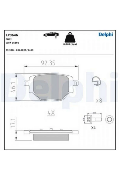 DELPHİ ÖN FREN BALATASI CORSA F 19 C4 20 2008 19 208 19 249 mm 612138 ürün görseli 1