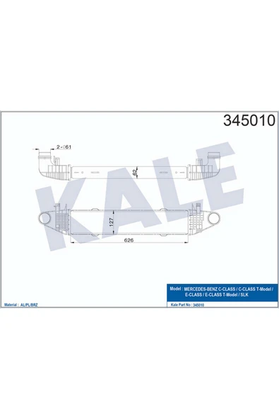 KALE TURBOSARJ RADYATORU MERCEDES W204 S204 C204 W212 C207 R172 612138 ürün görseli