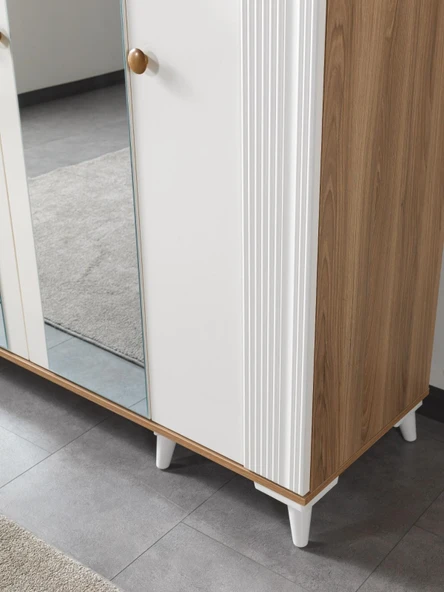 EVİMŞAH GARDIROP COUNTRY 4 KAPAKLI İNCİ AYNALI MEMBRAN DOLAP - 5