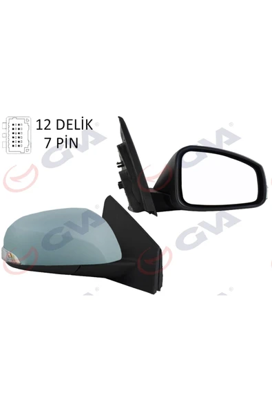 GVA Dış Dikiz Aynası Sağ Megane Fluence 08 Elektrikli Isıtmalı Sinyalli Katlanır Astarlı Konveks Uyumlu ürün görseli
