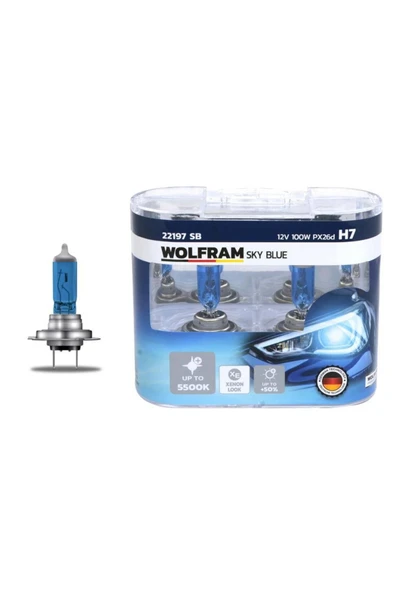 WOLFRAM Ampul 12v H7 100 Px26d Sky Blue Beyaz Işık ürün görseli