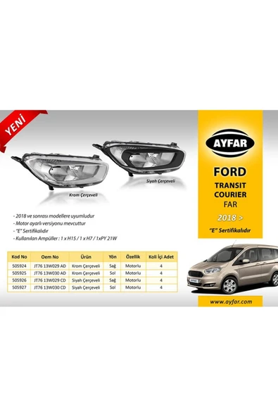 ART FAR SAĞ KROM ÇERÇEVELİ FORD TRANSIT COURIER 18 AYFAR 505924 JT7613W029AD-2263640 ürün görseli 1